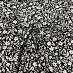 Black and Cream Garden Flowers Cotton Jersey