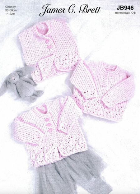 James C Brett Cardigan, Waistcoat and Sweater Pattern JB946