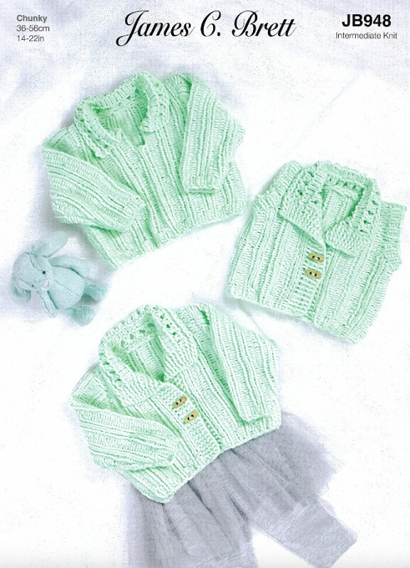 Image of James C Brett Sweater, Cardigan and Waistcoat Pattern JB948