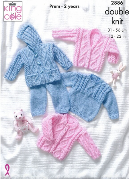 King Cole Sweater, Jacket, Trousers and Cardigan Pattern 2886
