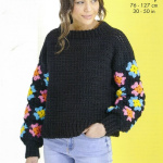 King Cole Crochet Granny Square Roll Neck and Crew Neck Jumpers Pattern 6228