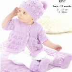 King Cole Matinee Coat, Cardigan, Hats, Bootee and Blanket Pattern 6327