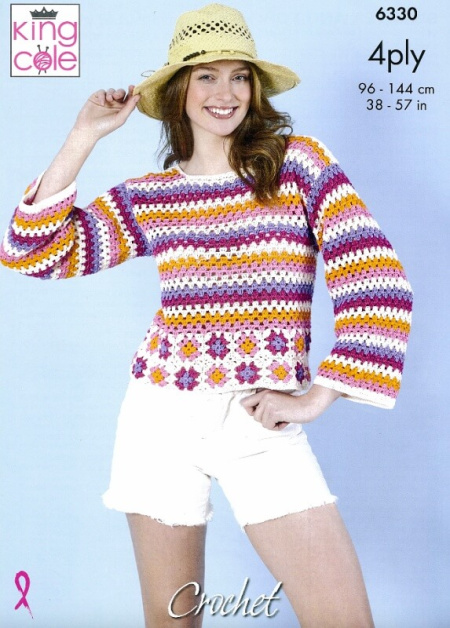 King Cole Crochet Sweater and Top Pattern 6330