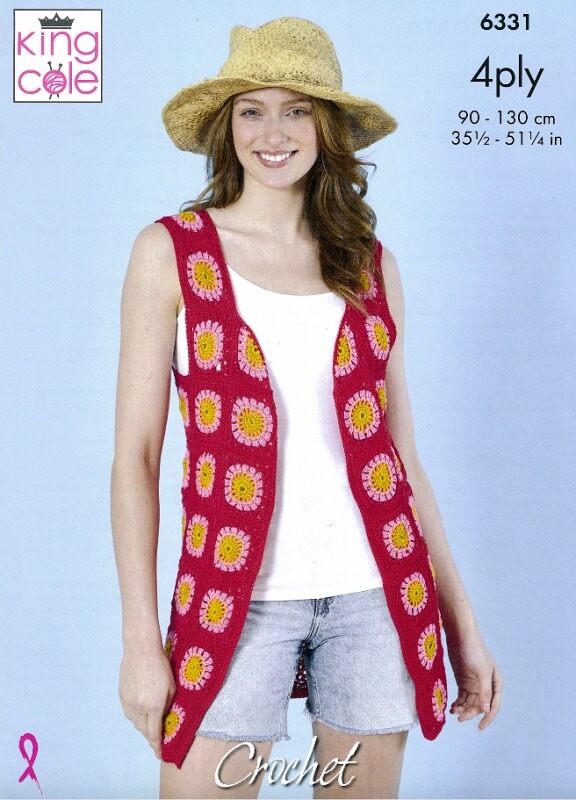 Image of King Cole Crochet Waistcoats Pattern 6331
