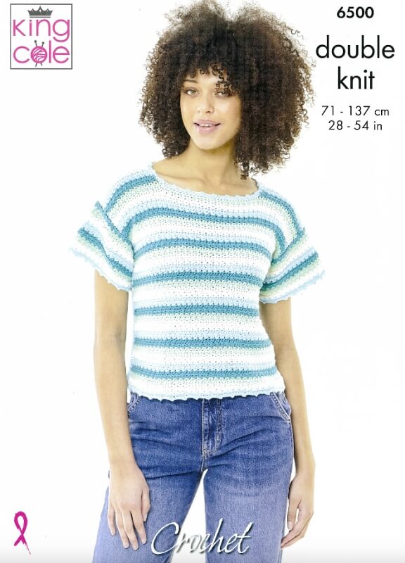 Image of King Cole Crochet Sleeveless and Shot Sleeve Tops Pattern 6500