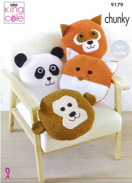 King Cole Animal Cushion Covers Pattern 9179