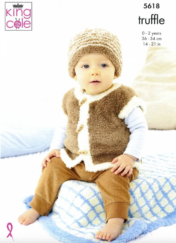 Image of King Cole Pram Blanket, Jacket, Gilet and Hat Pattern 5618