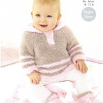 King Cole Pram Blanket, Cardgian, Hooded Top, Hat and Socks Pattern 5619