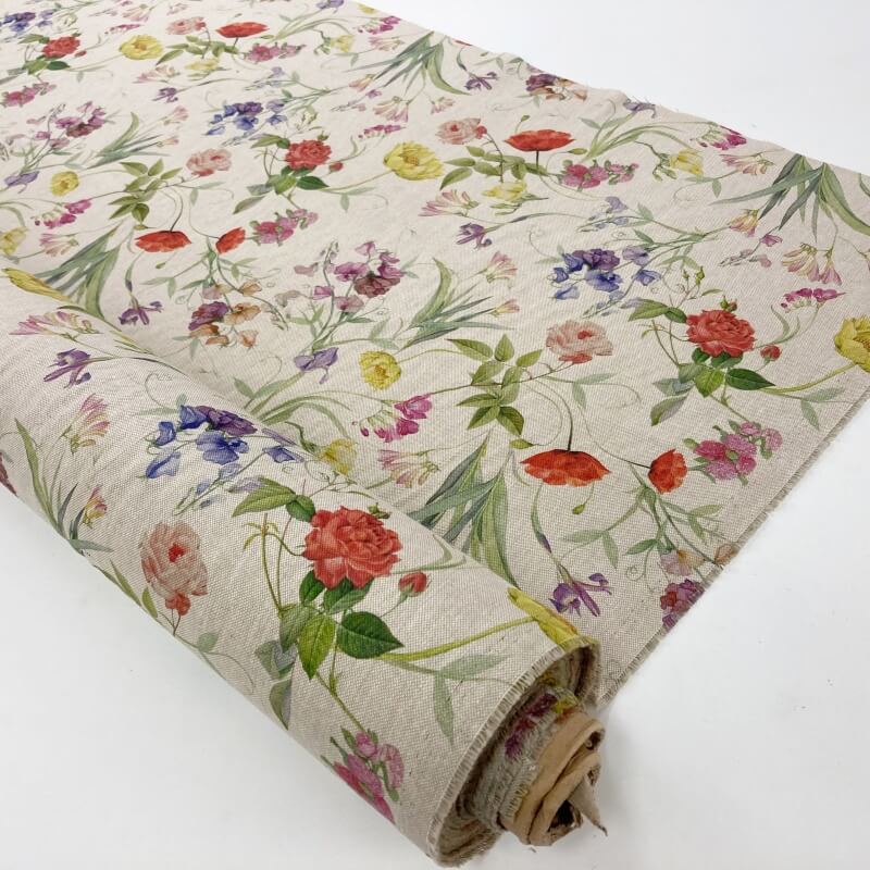 Image of Garden Flowers Linen Look