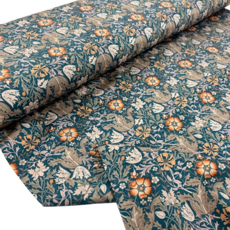 Morris Orange Floral Mercerised Cotton