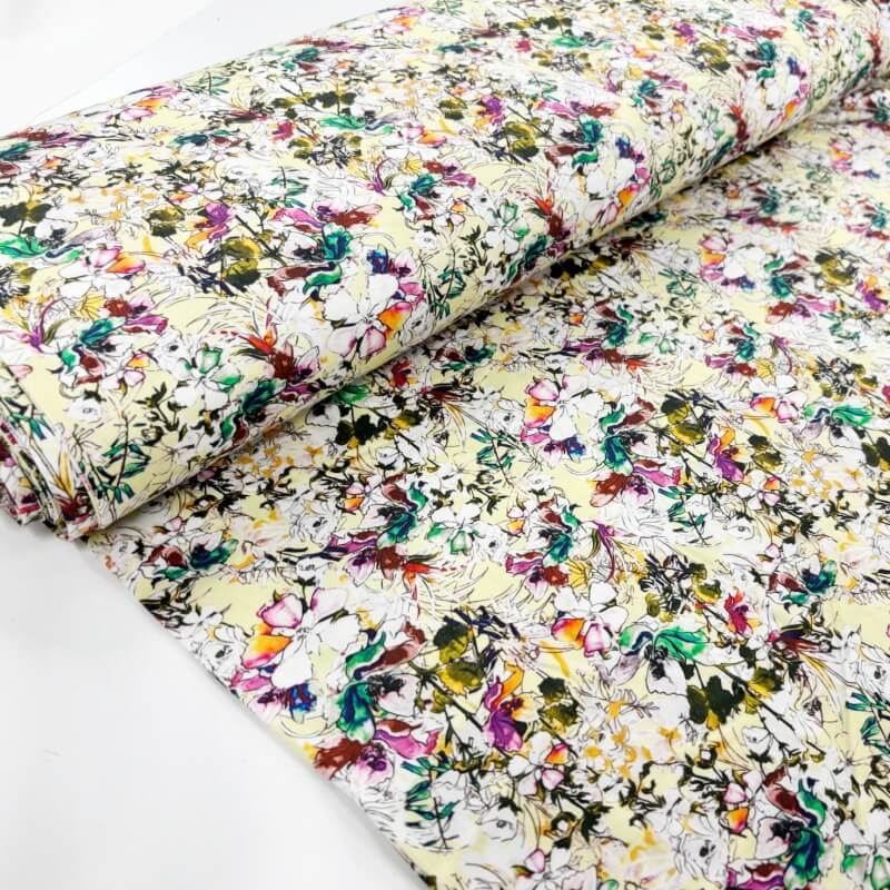 Image of Busy Watercolour Floral Mercerised Cotton