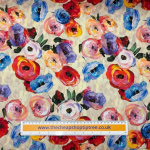 Painted Cabbage Roses Linen Viscose Blend