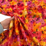 Fiery Flowers Linen Viscose Blend
