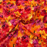 Fiery Flowers Linen Viscose Blend