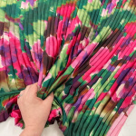 Pink Floral Pleated Plissé