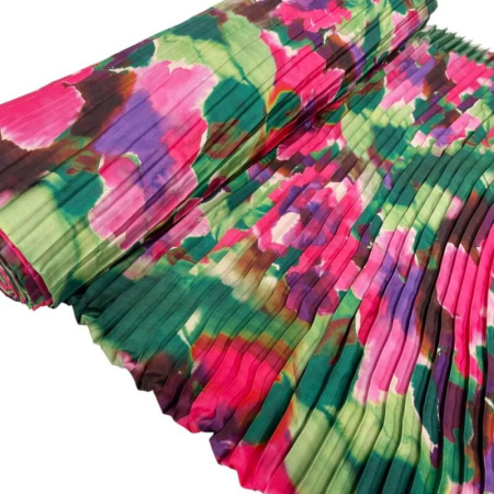 Pink Floral Pleated Plissé