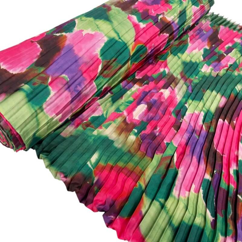 Image of Pink Floral Pleated Plissé