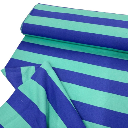 Mint and Blue Canvas Stripe