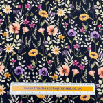 Flower Stems Navy Cotton Jersey