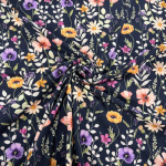 Flower Stems Navy Cotton Jersey