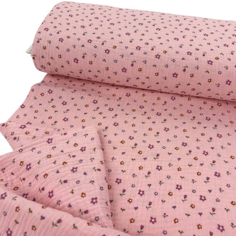 Image of Little Flowers Pink Double Gauze