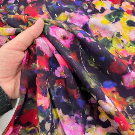 Floral Lurex Swiss Dot Viscose