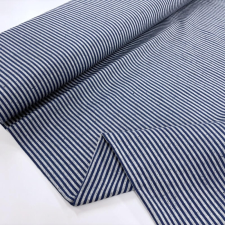 Navy Stripe Yarn Dyed Woven Jacquard