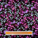 Purple and Teal Leaves Viscose Challis