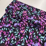 Purple and Teal Leaves Viscose Challis