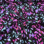 Purple and Teal Leaves Viscose Challis