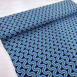 Retro Ric-Rac Waves Blue Viscose Challis