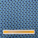 Retro Ric-Rac Waves Blue Viscose Challis