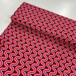 Retro Ric-Rac Waves Red Viscose Challis