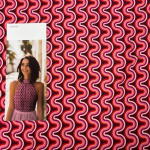 Retro Ric-Rac Waves Red Viscose Challis