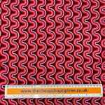 Retro Ric-Rac Waves Red Viscose Challis