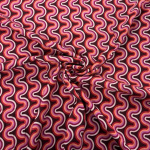 Retro Ric-Rac Waves Red Viscose Challis