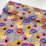 Colourful Anemone Flowers Viscose Challis