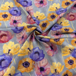 Colourful Anemone Flowers Viscose Challis