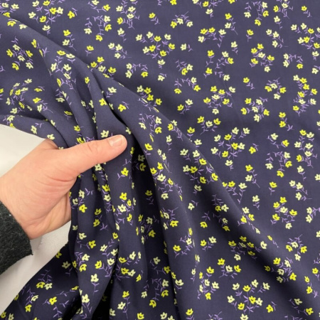 Tiny Lime Flowers Viscose Challis
