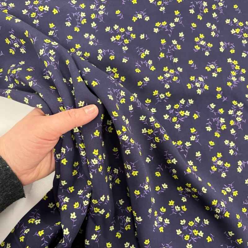 Image of Tiny Lime Flowers Viscose Challis