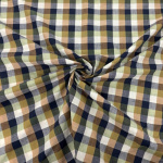 Beige Yarn Dyed Cotton Check Shirting