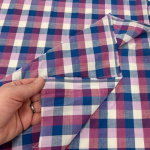 Purple Yarn Dyed Cotton Check Shirting