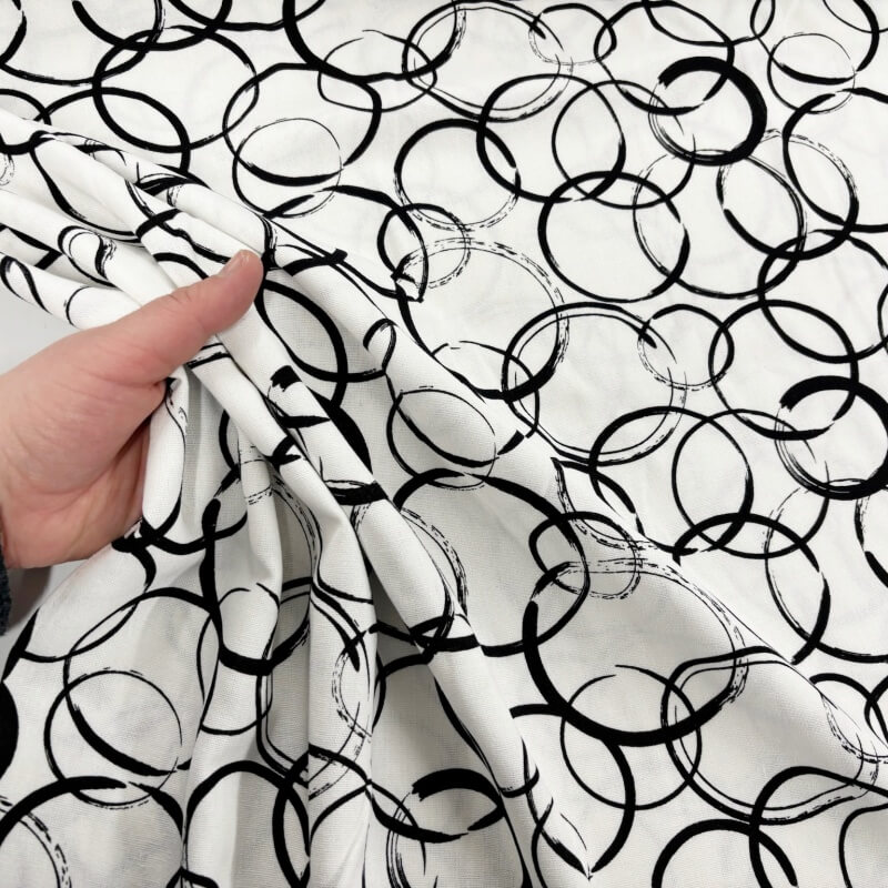 Image of White Circles Linen Rayon Blend