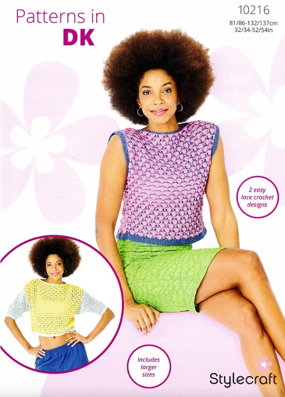 Image of Stylecraft Crochet Ladies Top and Sweater Pattern 10216