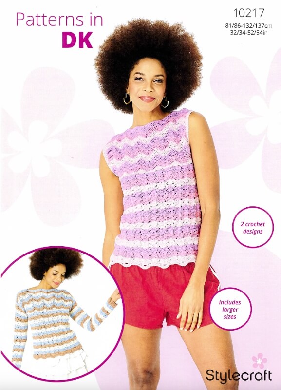 Image of Stylecraft Crochet Sweater and Top Pattern 10217