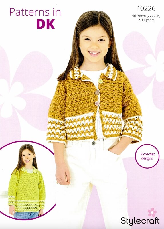 Image of Stylecraft Crochet Collared Sweater and Cardigan Pattern 10226