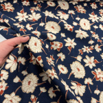 Navy Floral Washed Rayon Cotton