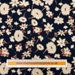 Navy Floral Washed Rayon Cotton