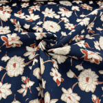 Navy Floral Washed Rayon Cotton