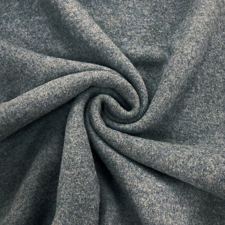Marl Denim Blue Boiled Wool Fabric